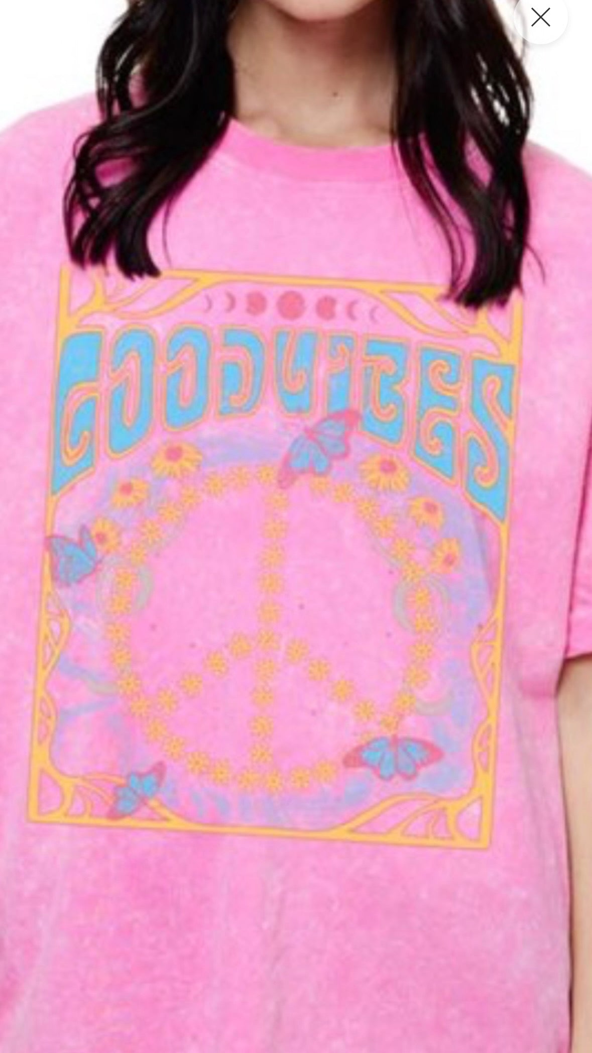 Good Vibes Peace Floral Mineral Wash Tee | Pink