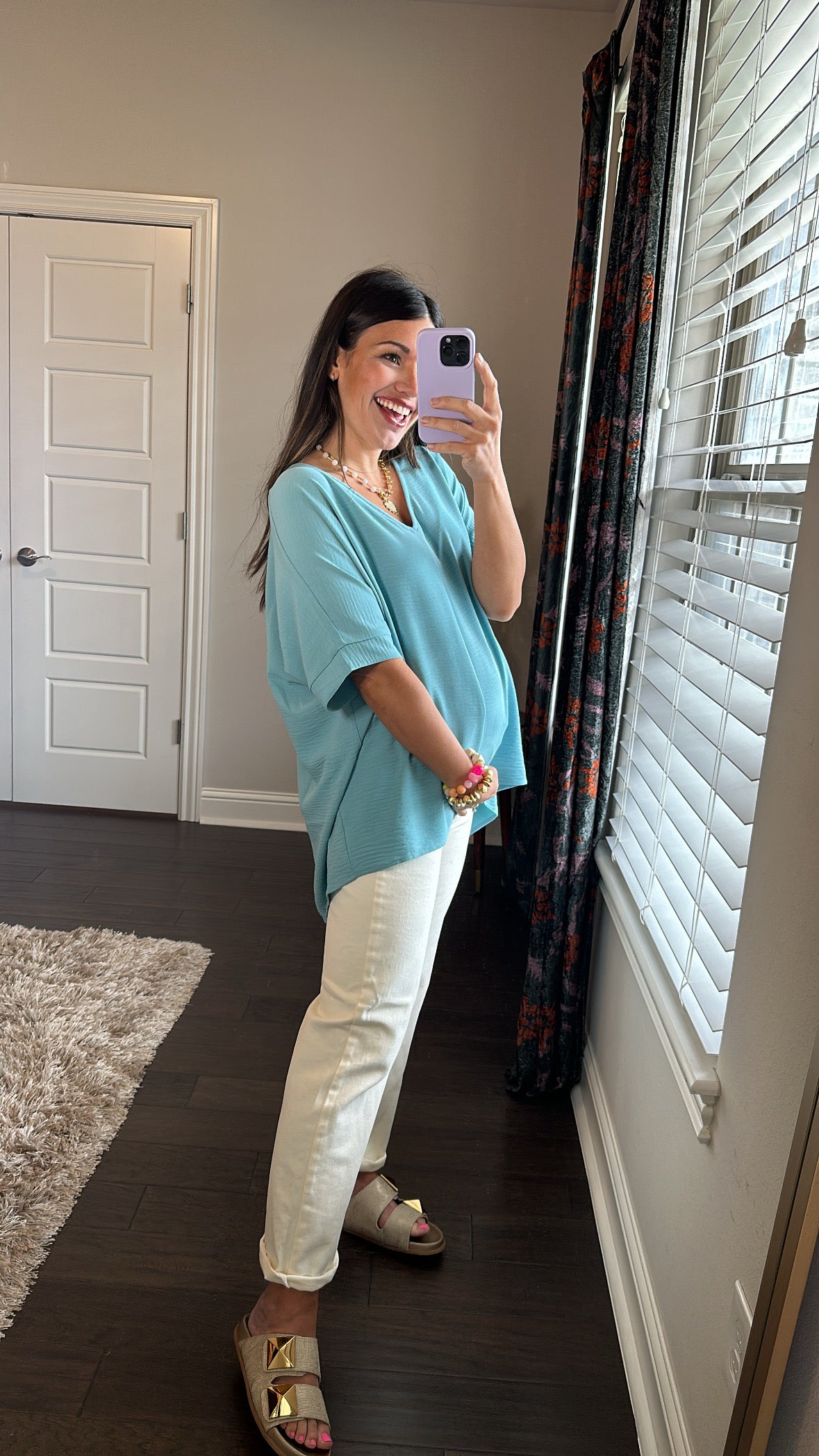 Time After Time Oversized V Neck Top | Seafoam | S-XL