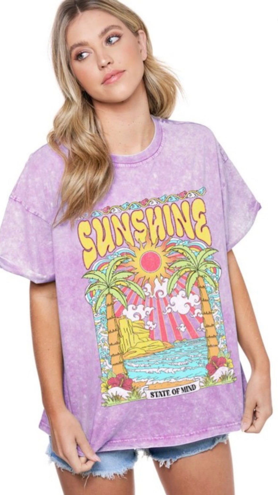 Sunshine State of Mind Mineral Wash Tee | Lavender