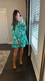Nina Floral Half Button Dress | Green