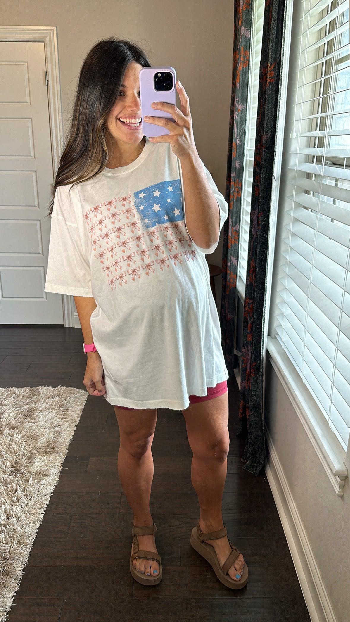 American Flag Bow Graphic Tee | White