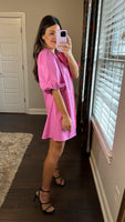 Hallie Colorblock Faux Leather Dress | Pink