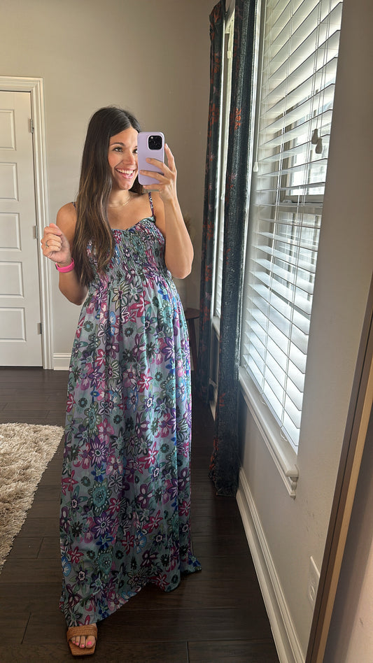 Live Out Loud Smocked Top Maxi | Lavender Multi
