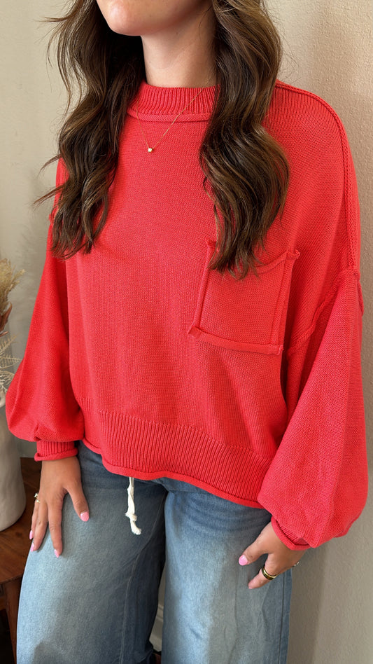 Riss Boxy Fit Sweater | Red