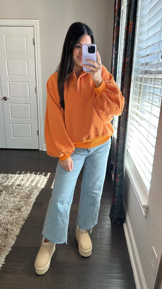 Piper Snap Button Pullover | Orange
