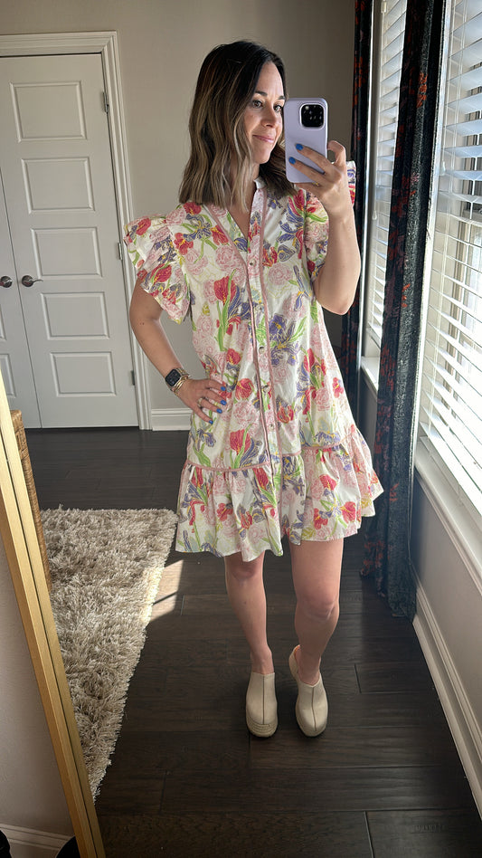 Sally Floral Button Dress