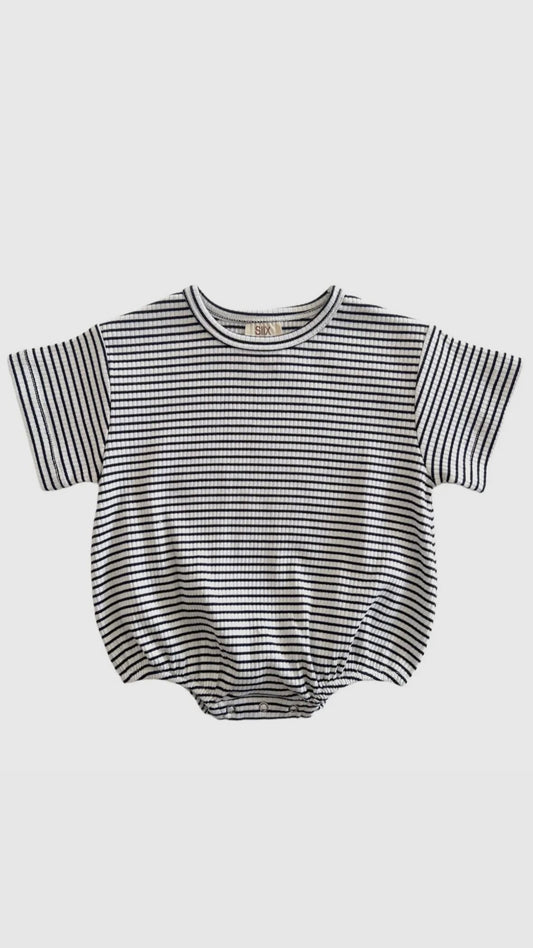 Organic Ribbed T-Shirt Stripe Bubble | Black