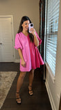 Hallie Colorblock Faux Leather Dress | Pink