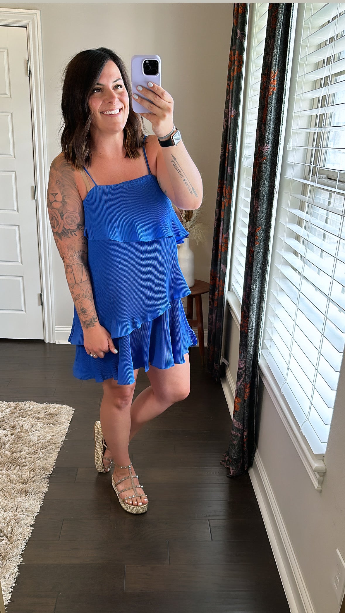 Forever True Ruffle Crinkle Dress | Royal Blue