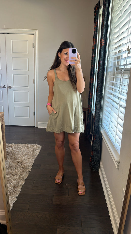 Maddox Athletic Dress | Pale Olive