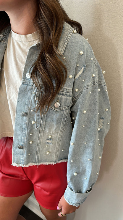 Hartley Pearl Detailed Cropped Jacket