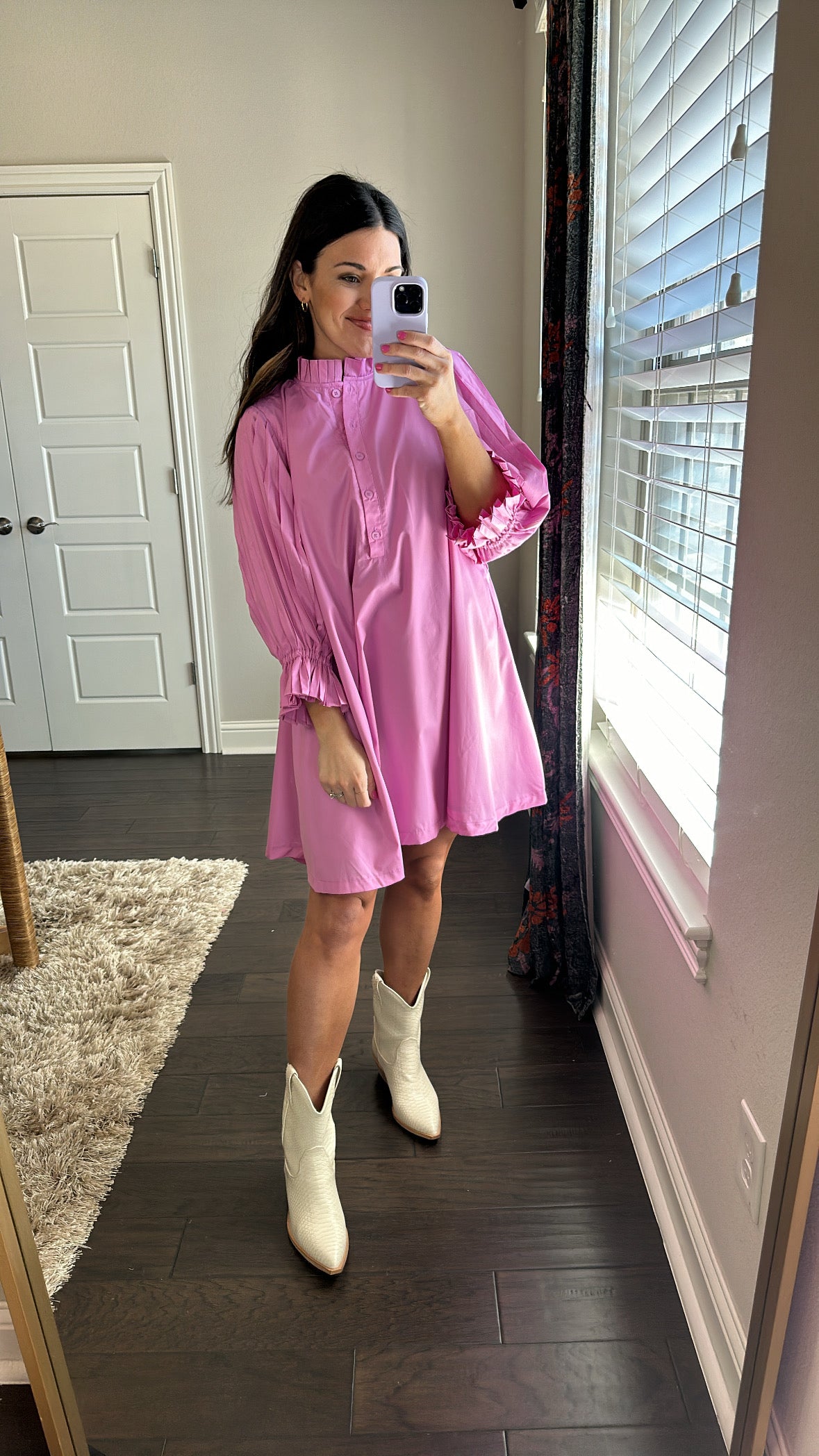 Hattie Pleated Sleeve Dress | Pink