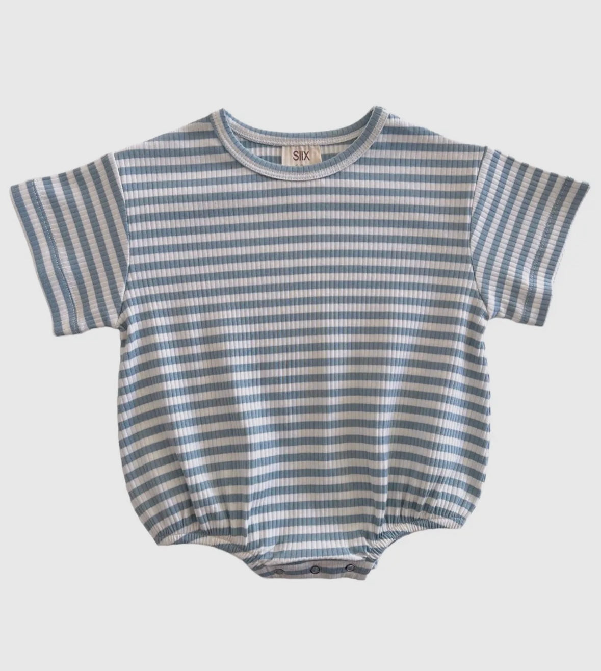 Organic Ribbed Stripe T-Shirt Bubble | Dusty Blue