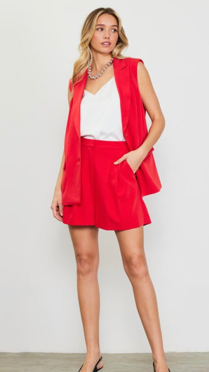 Go For It Sleeveless Blazer | Red | XS-L