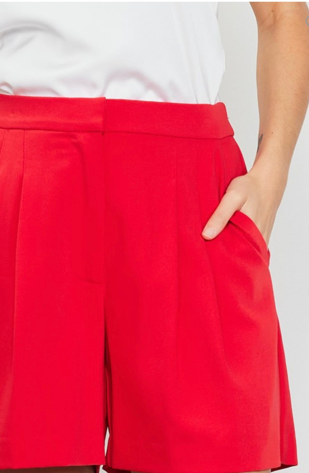 Go For It  Pleated Shorts | Red | XS-L