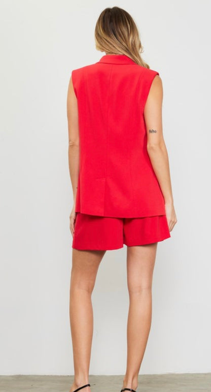 Go For It Sleeveless Blazer | Red | XS-L